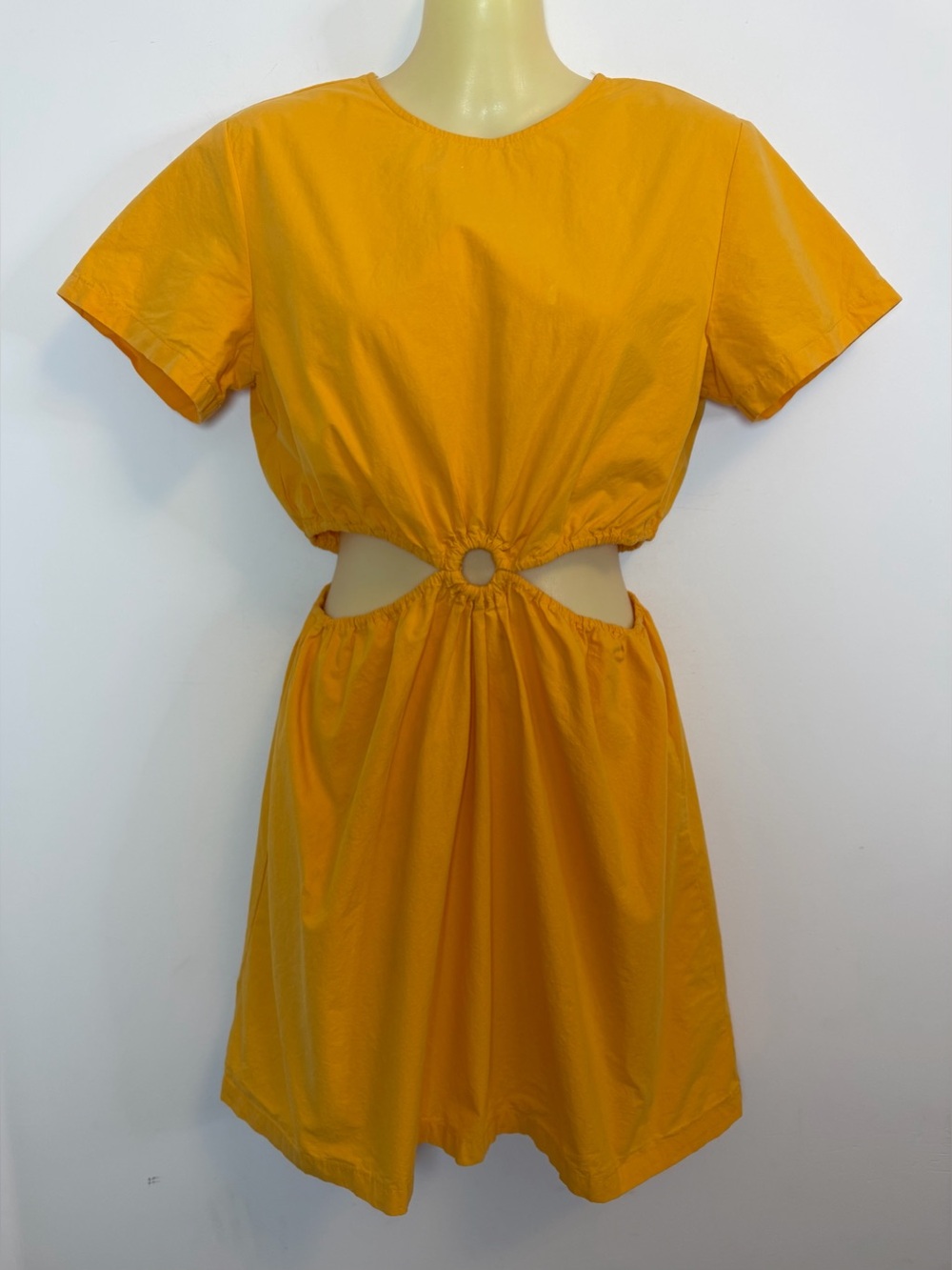 Zara Mustard Cutout Ring-Detail Dress